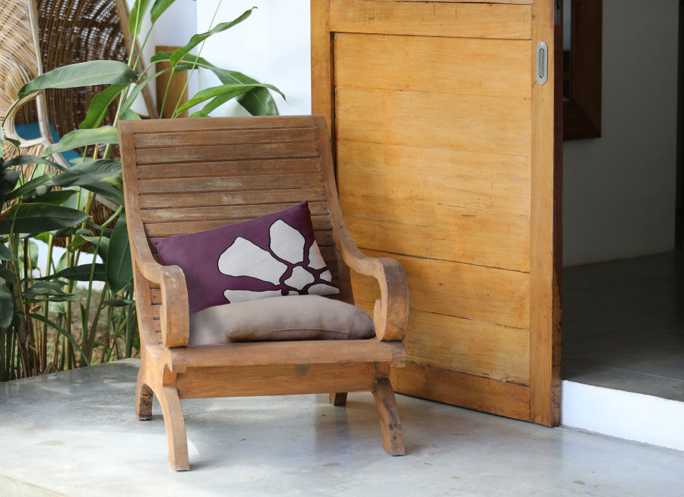 Petal Lines Indoor/Outdoor Lumbar Pillow, Purple, 14x20"
