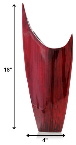 18" Red Aluminum Contemporary Pointed Table Vase