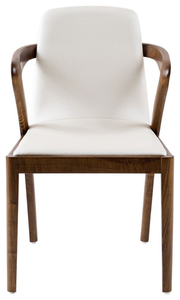 Falcon Dining Chair, Walnut and Cream, Wood and Leatherette