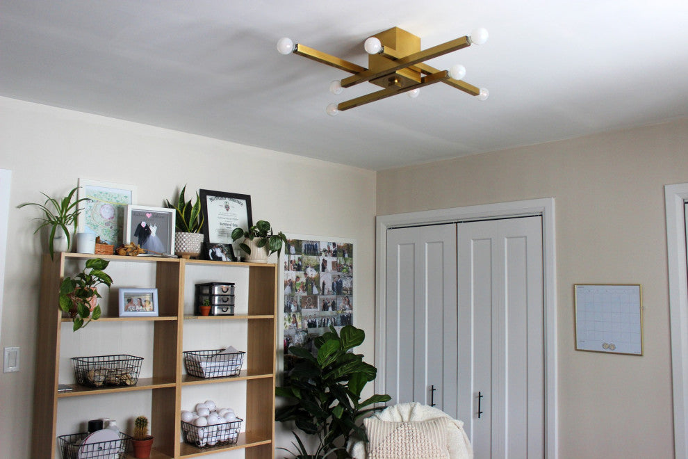 Dona 8-Light Flush Mount, Aged Brass