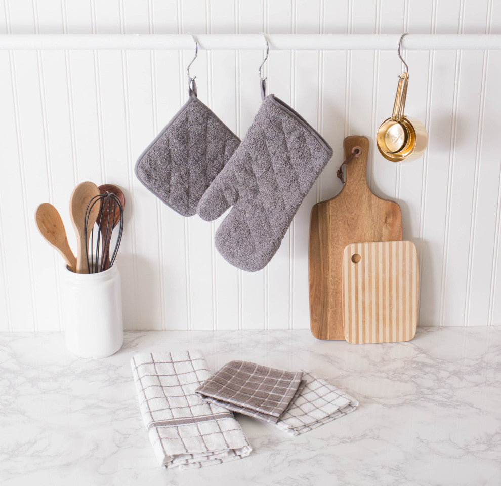 DII Gray Terry Potholder, Set of 3