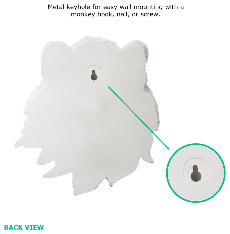 Wall Charmers Mounted Resin Lion Head, White, Mini