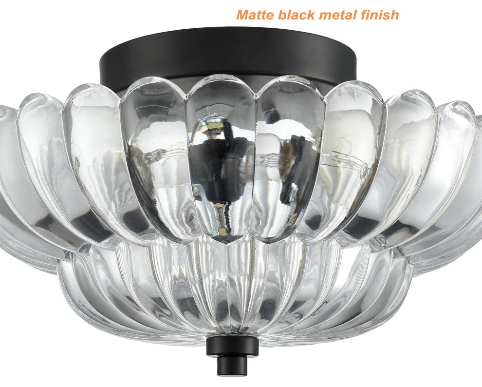 Modern Glass Semi Flush Mount Ceiling Light, Clear Glass