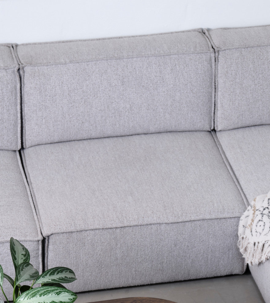 Burt Square Arm Modular Slipper Chair, Taupe Boucle