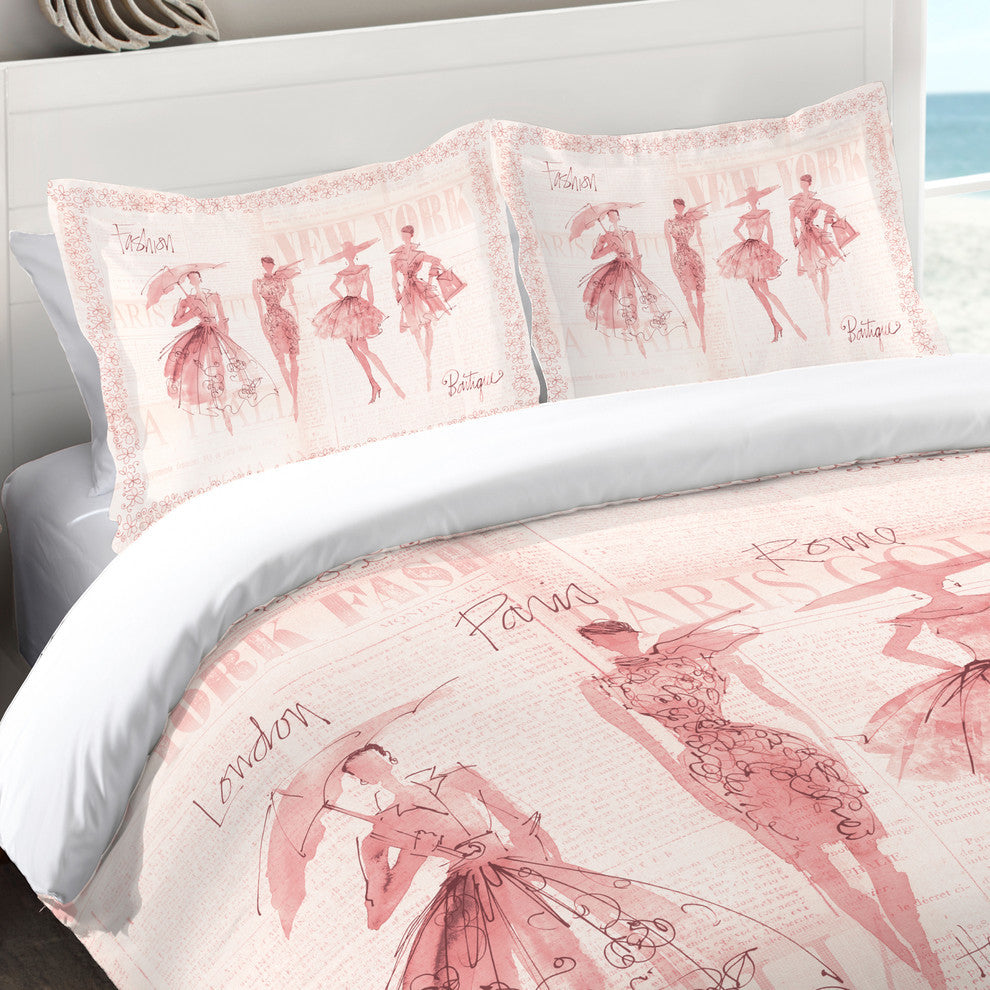 Laural Home Pink Fashion Sketchbook Standard Pillow Sham