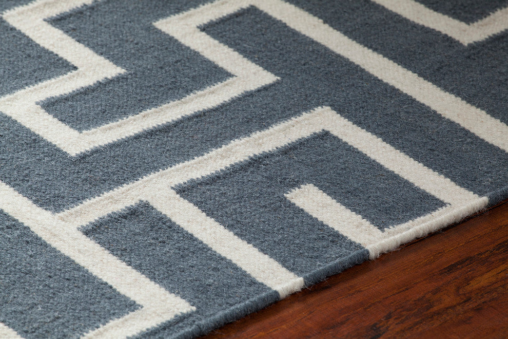 Lima Contemporary Area Rug, Gray and White, 7'x10'