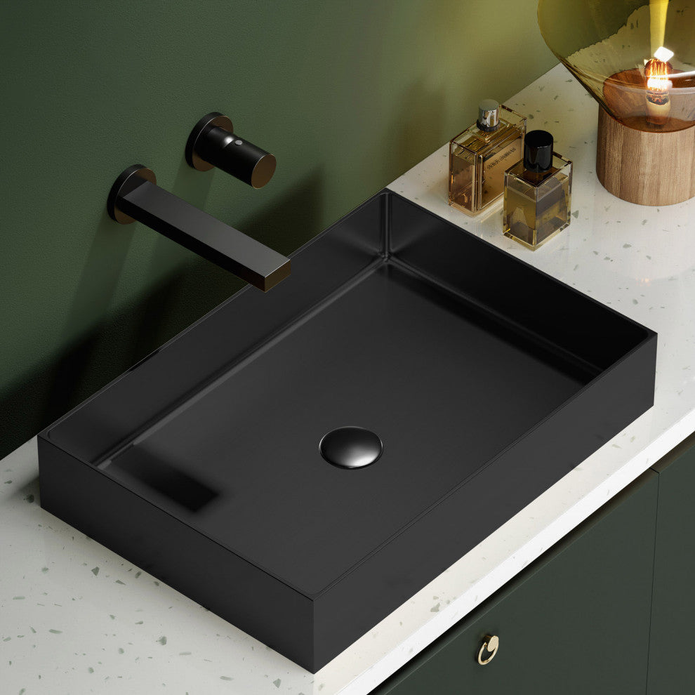 Giolla Modern Rectangular Vessel Sink, Gun Metal