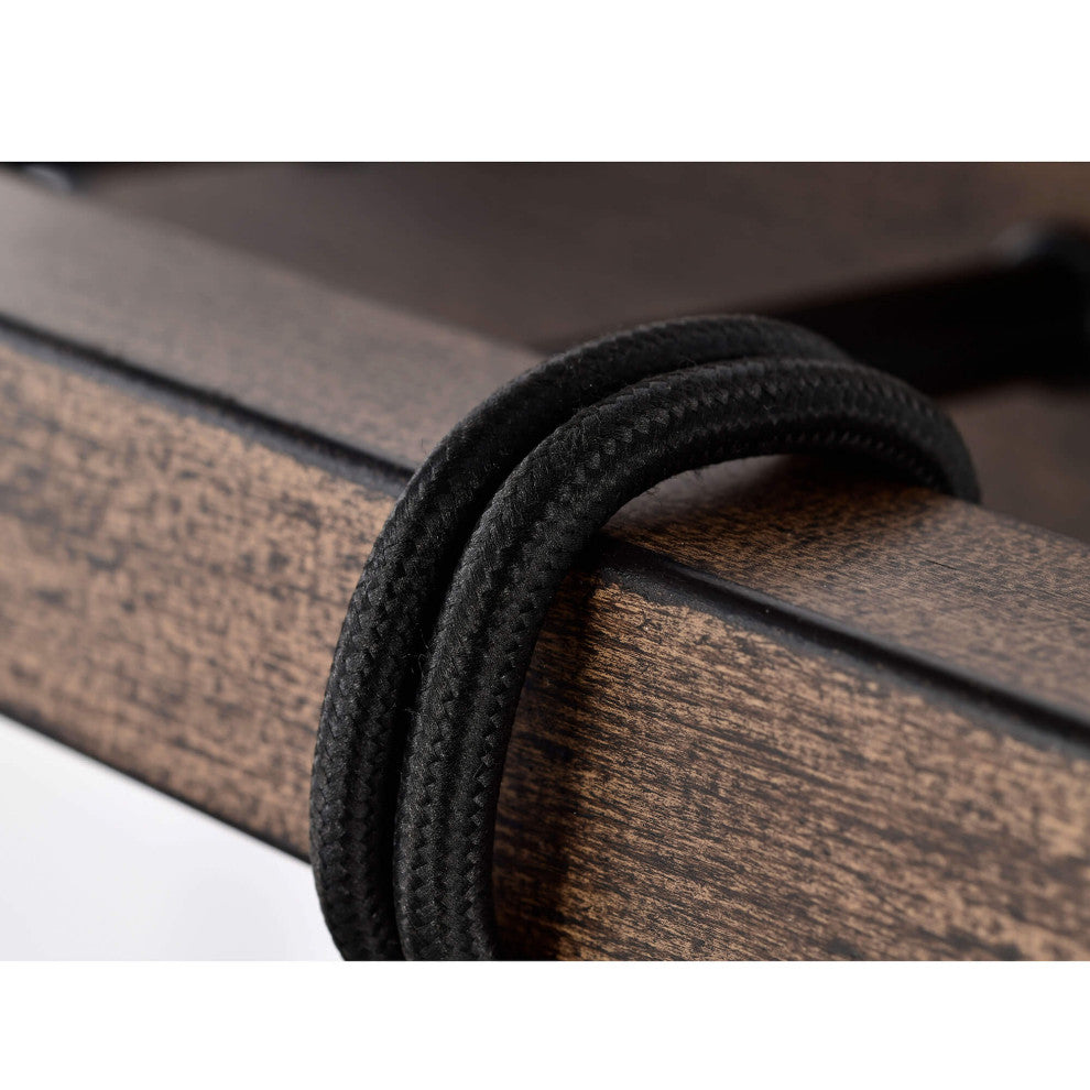 Hilary 4-light Antique Black and Faux Wood Grain Wall Sconce