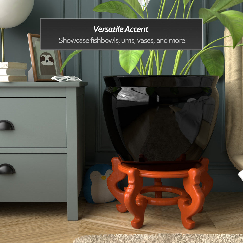 Rosewood Fishbowl Stand, Honey, Size 14.5" Base Diameter