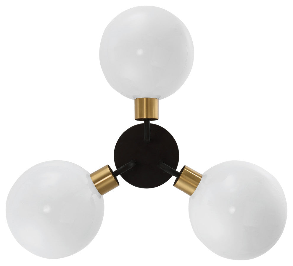 Gigi 3 Light Black & Aged Brass Ceiling Mount