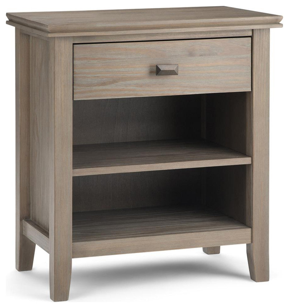 Artisan Solid Wood 24 Inch Wide Bedside Nightstand Table In Distressed Grey