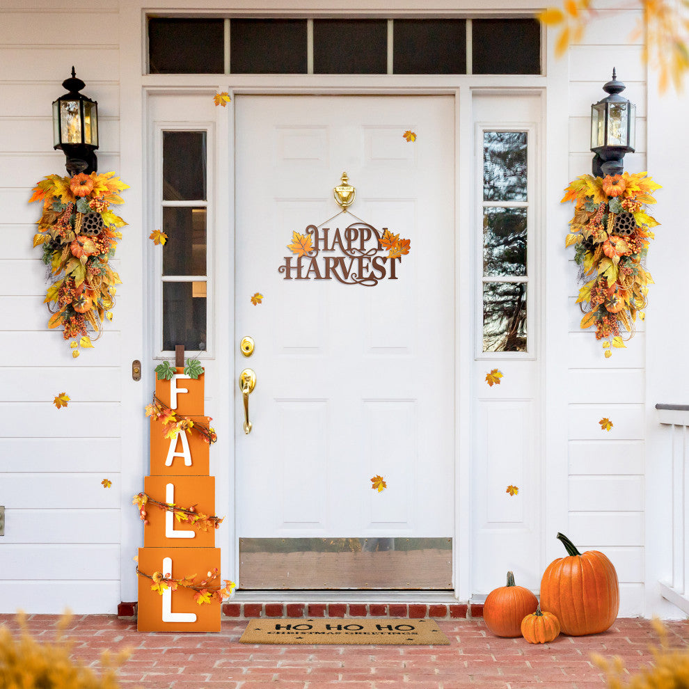 25"H Fall Pumpkin Leaf Swag