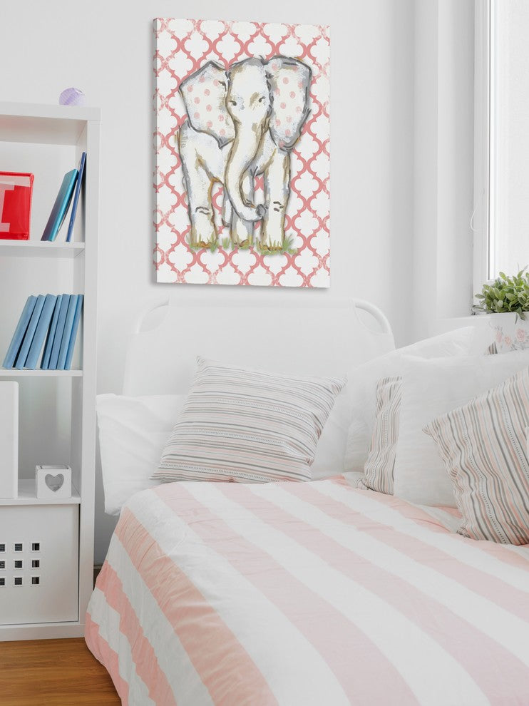 "Coral Elephant" by Reesa Qualia Painting Print Wrapped Canvas, 16x24