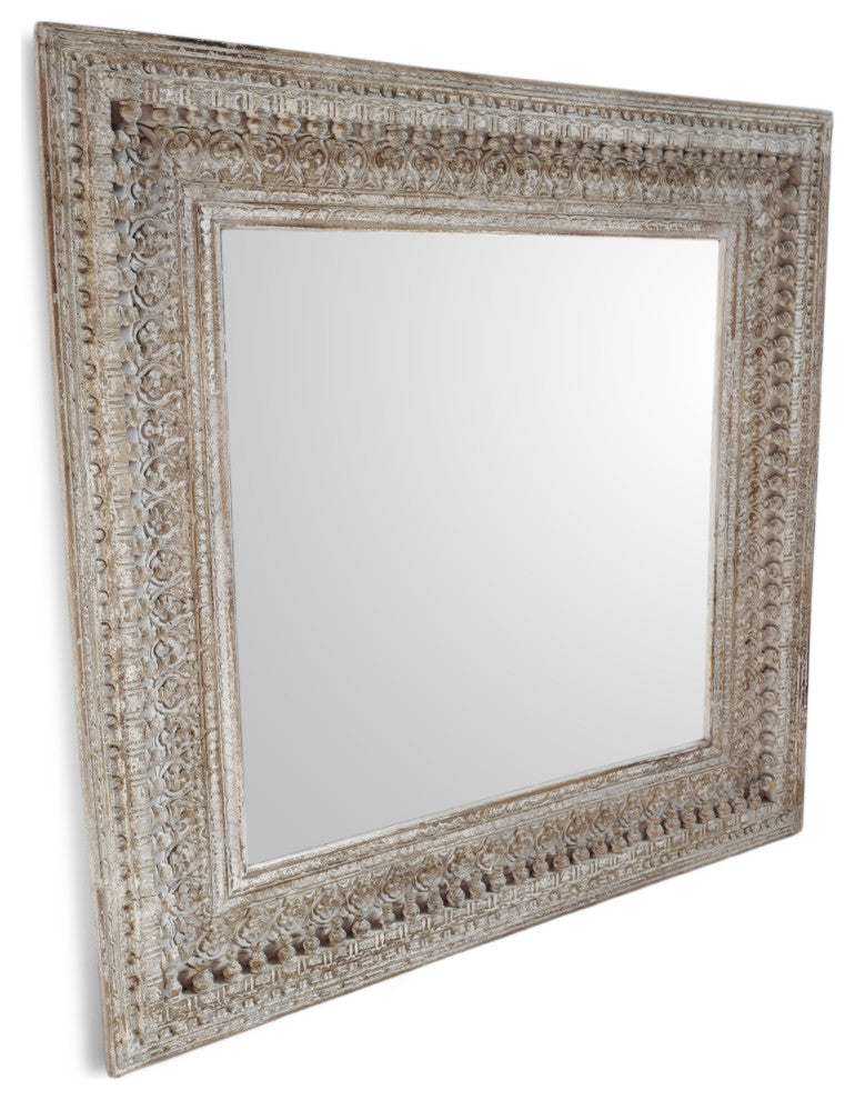 Gray Wash Moulding Spindle Mirror