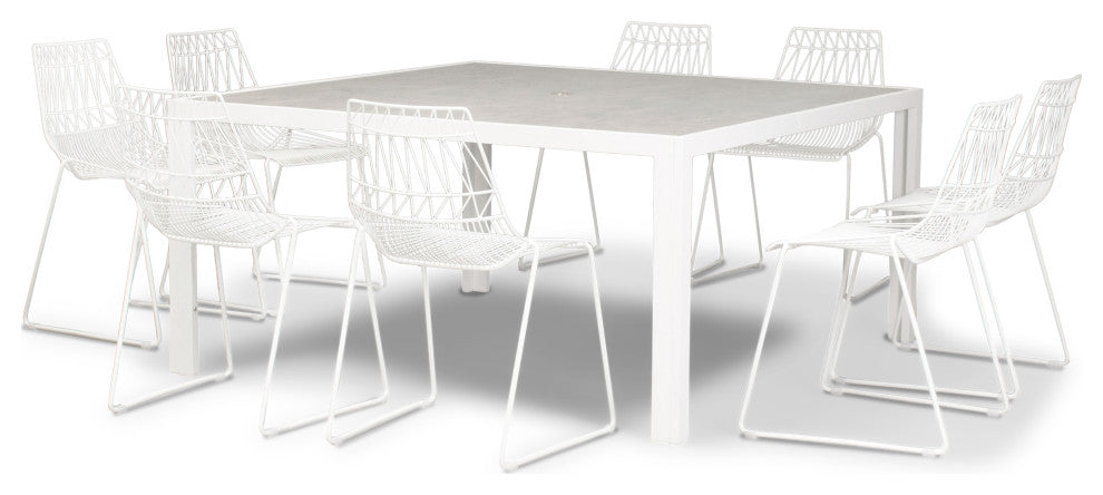 Ace 9 Piece Square Dining Set, Matte White