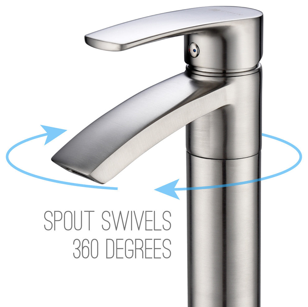 Ariana 12" Single Hole Vessel Sink Bathroom Faucet Swivel Spout, Brushed Nickel