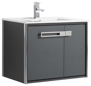 Oakville Wall Mount Bathroom Vanity, Onix Grey, 30", Chrome Hardware
