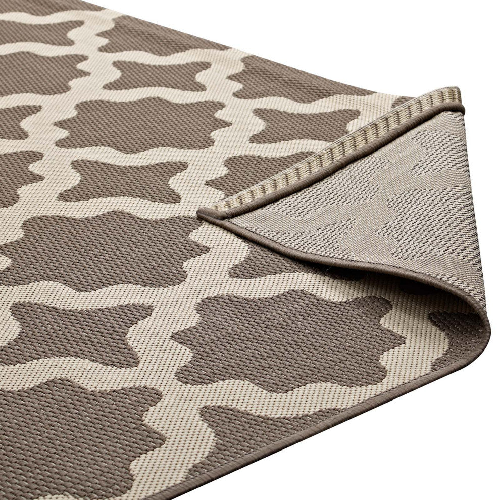 Cerelia Moroccan Trellis 9x12 Indoor and Outdoor Area Rug, Light and Dark Beige