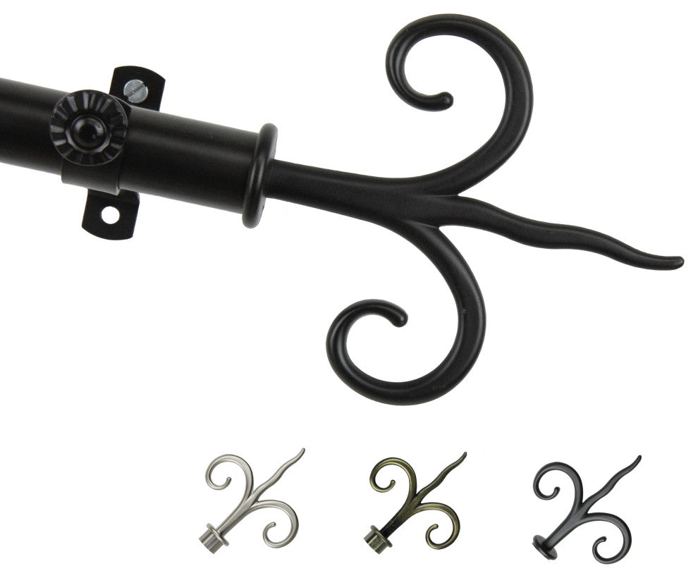 Norman 13/16" Diameter Curtain Rod, Black, 18-28"