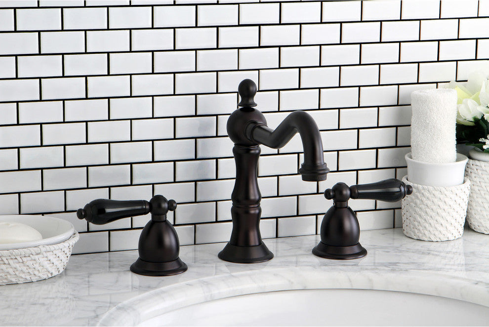 Kingston Brass Widespread Bathroom Faucet With Brass Pop-Up, Oil Rubbed Bronze
