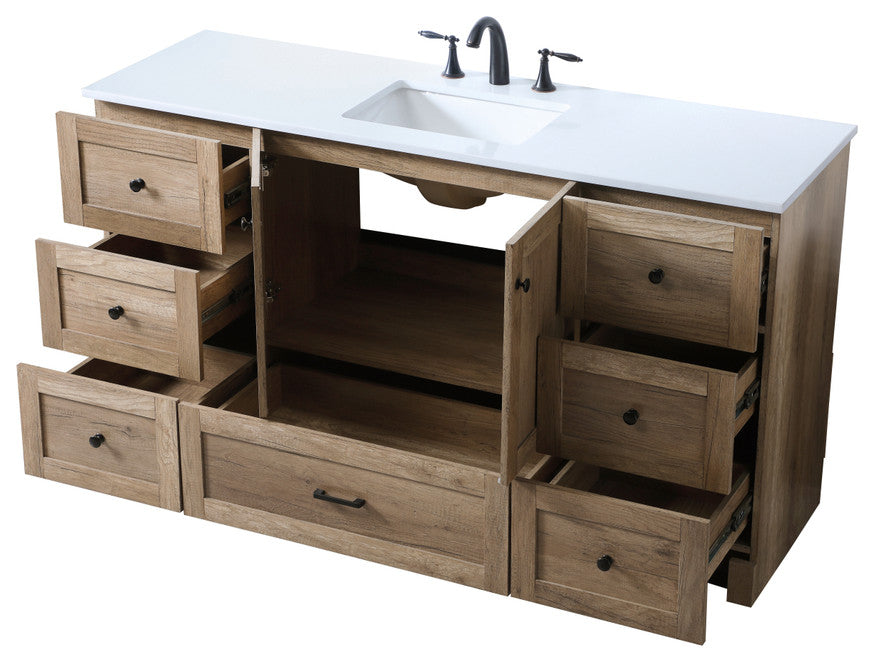 Home Living 60" SIngle Bathroom Vanity, Natural Oak