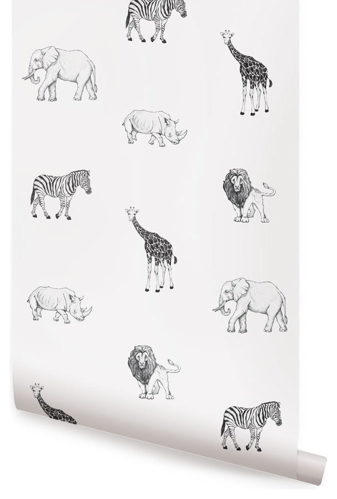 Animals Peel and Stick Vinyl Wallpaper, 24"w X 108"h