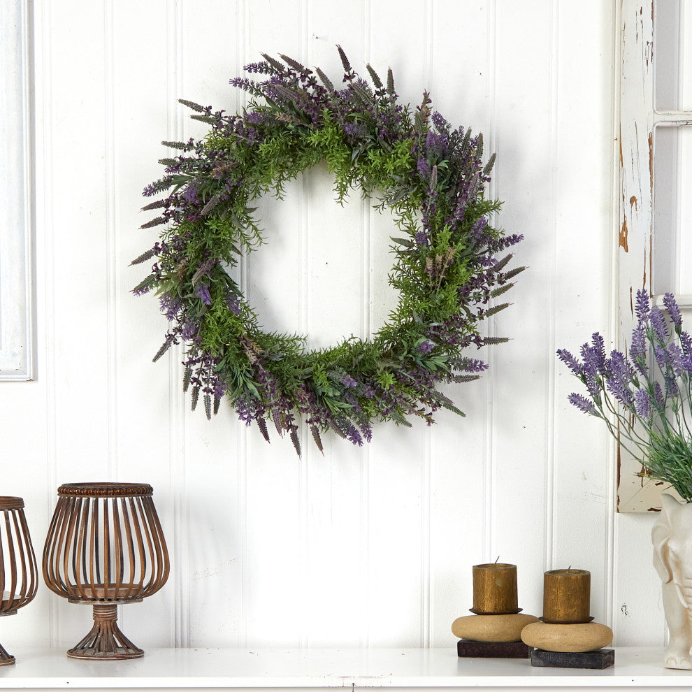 Nearly Natural W1139 24 Lavender Artificial Wreath