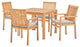 Farmstay 5 Piece Outdoor Patio Teak Wood Dining Set Natural Taupe