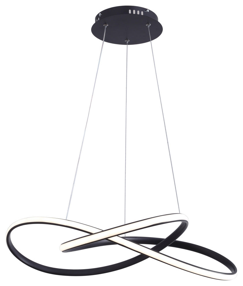 Modern 1-Light Wavy Line LED Pendant Light Linear Ceiling Light, Black