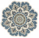 4' Blue and Cream Round Wool Floral Medallion Hand Tufted Area Rug