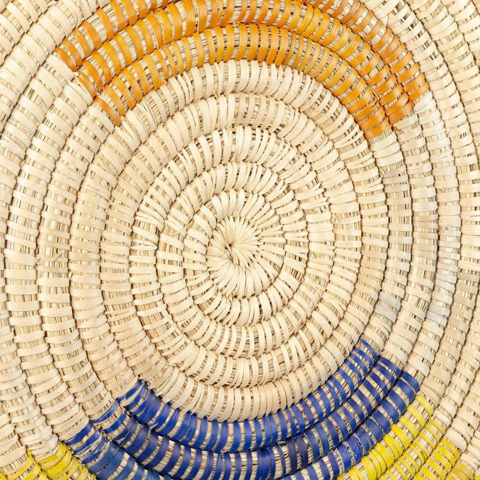 Palm Tray Plate and Wall Art, Artisan Crafted, Malawi, Multicolor, 19.75"