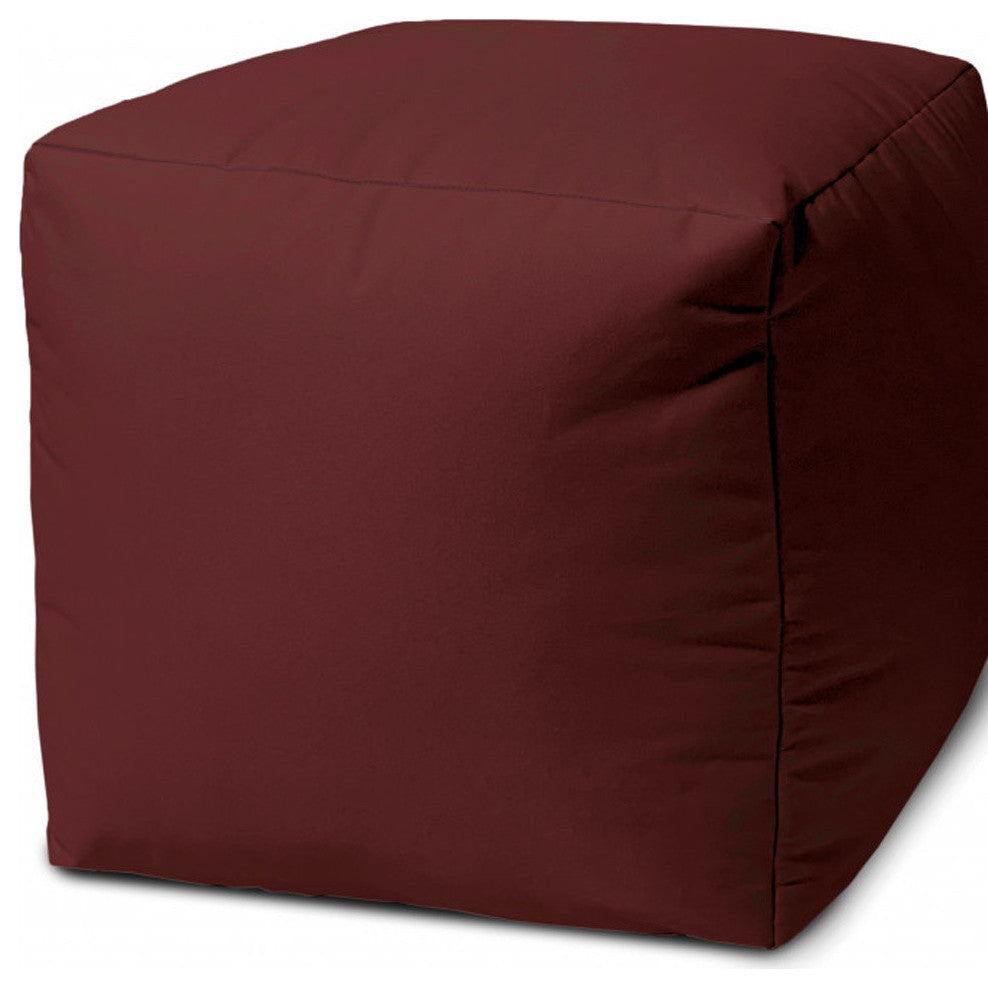 17  Cool Deep Merlot Burgundy Solid Color Indoor Outdoor Pouf Ottoman