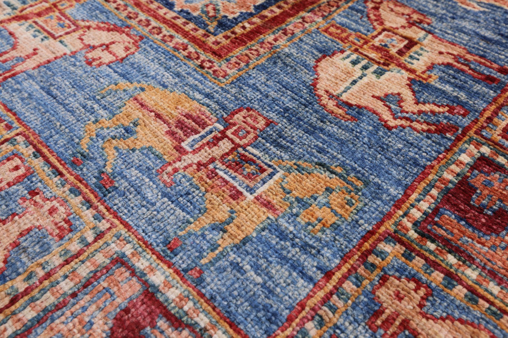 Hand-Knotted Antiqued Pazyryk Historical Design Rug 2' 10" X 3' 11" Q10879
