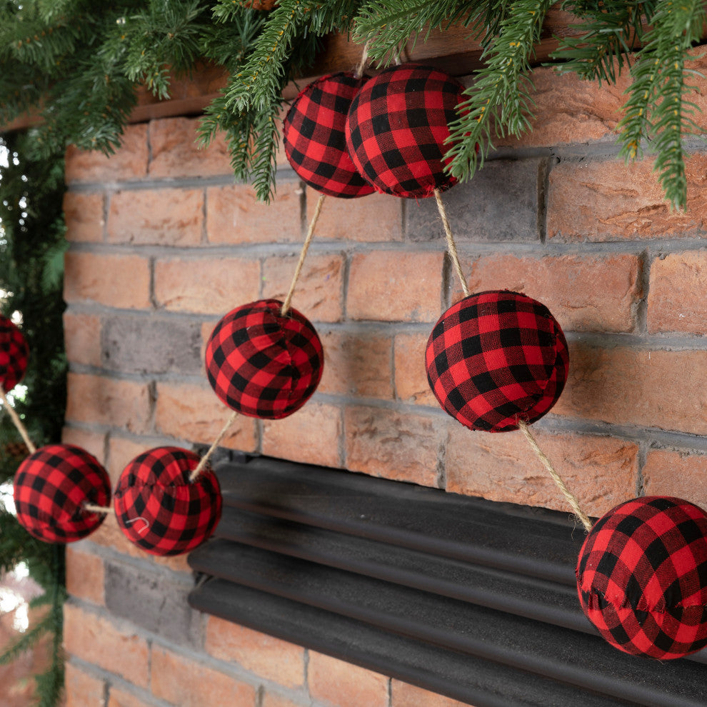 2pk 6'L Red and Black Plaid Fabric Garland