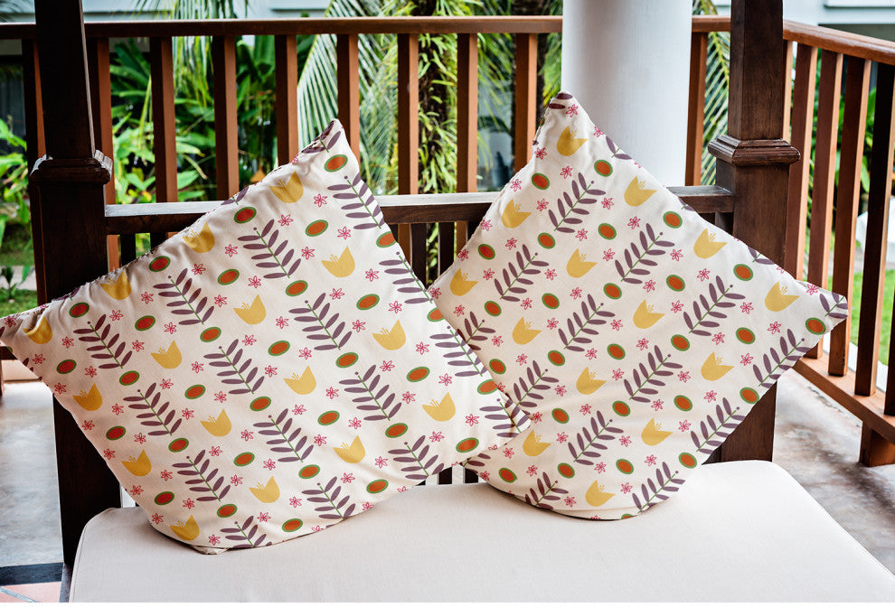 Spring Garden Polyester Indoor/Outdoor Pillow, White, 20"x20"