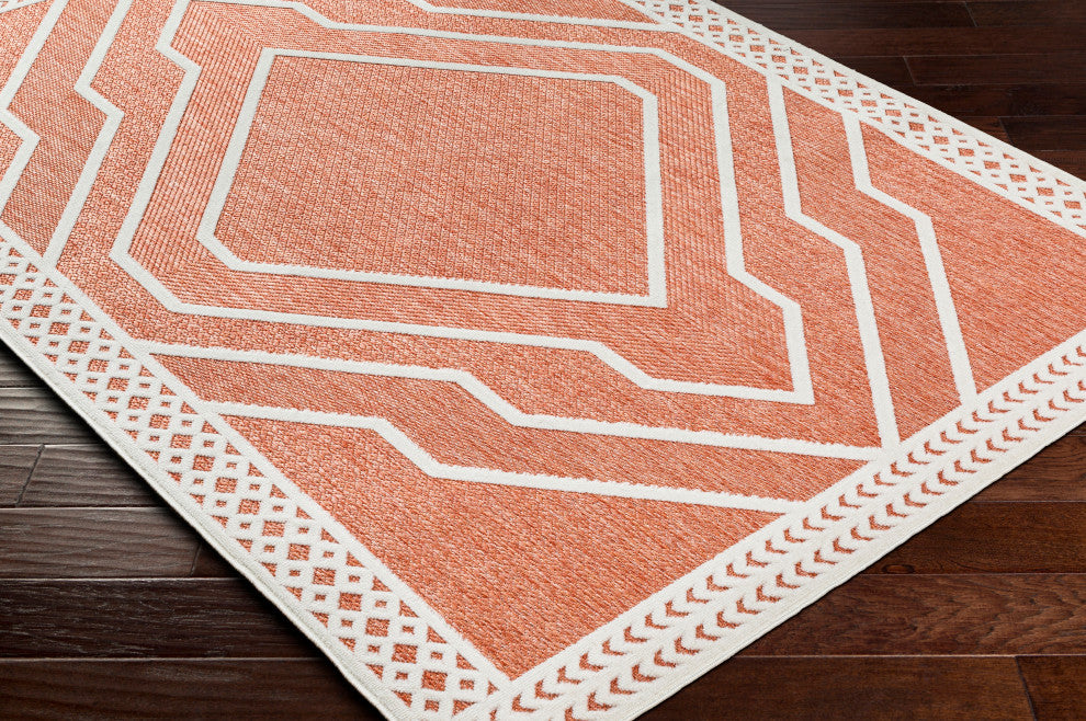 San diego SFG-2357 Burnt Orange Indoor/Outdoor 6'7" x 9' Rug