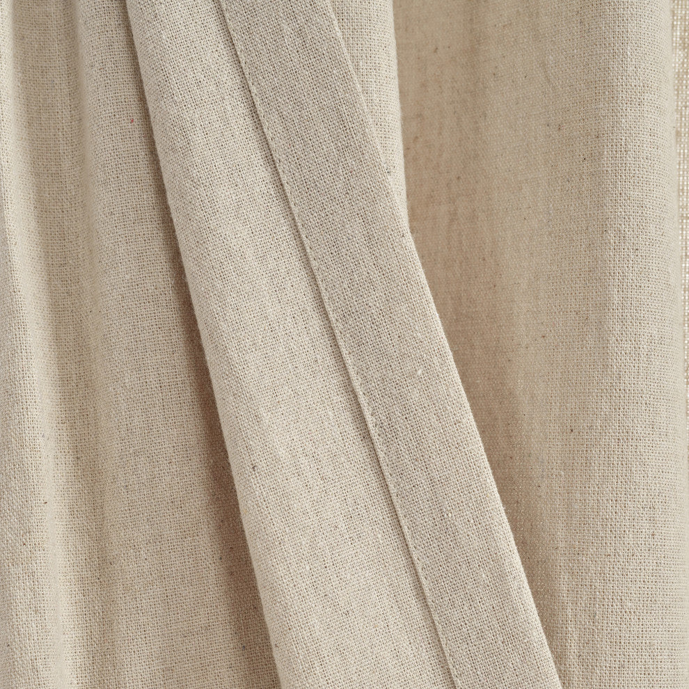 Linen Button Pinched Pleat Single Window Panel, Dark Linen, 84"x40"