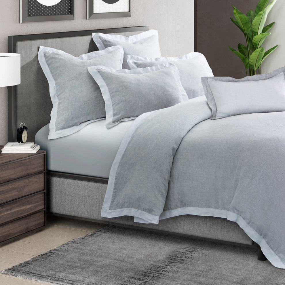 Atina 7-Piece King Linen Duvet Set, Gray