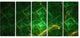 Green Fractal Electric Lightning, Abstract Art on Canvas, 60"x28", 5 Panels