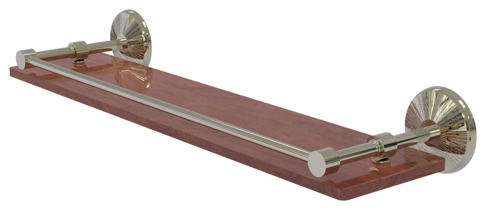 Monte Carlo 22" Solid Wood Shelf with Gallery Rail, Polished Nickel