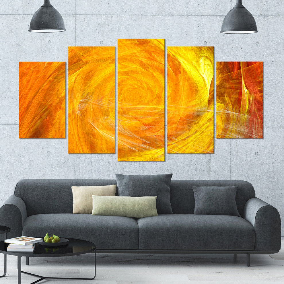Mystic Abstract Fractal Rose, Contemporary Wall Art Canvas, 60"x32", 5 Panels
