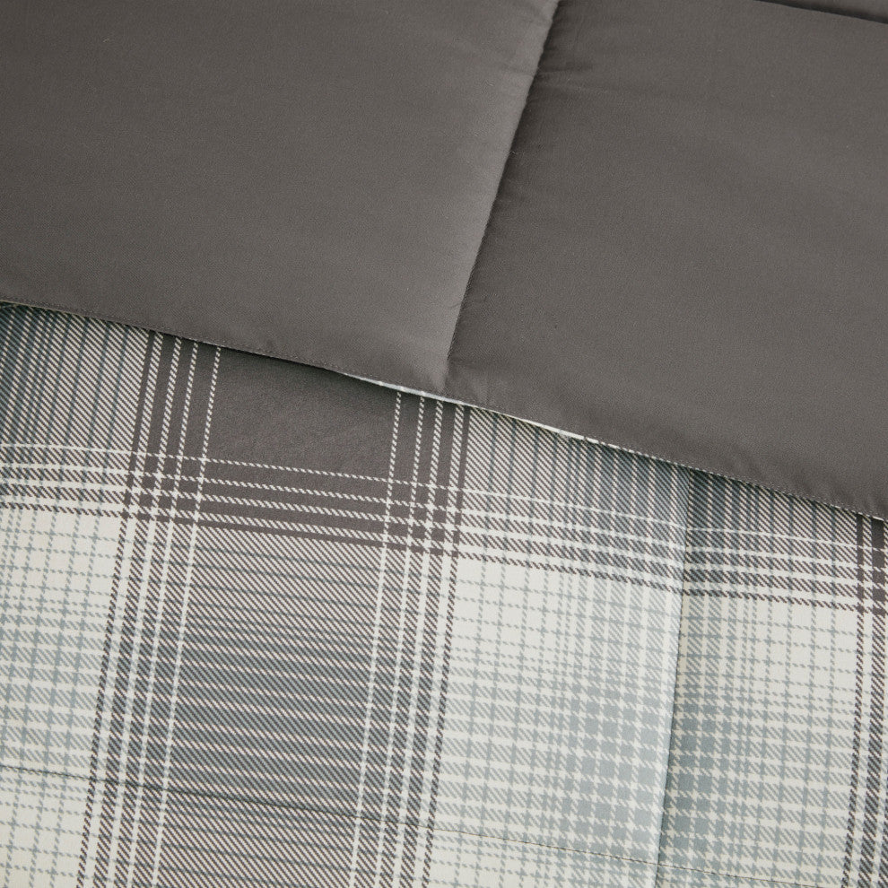 Woolrich Woodsman Plaid Soft Spun Comforter Mini Set, Liber Grey