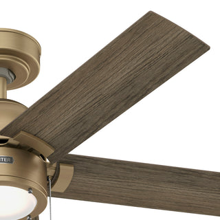 Erling Ceiling Fan, LED Light Kit and Pull Chain, Burnished Brass, 44"