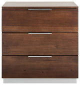 Safavieh Brylin 3 Drawer Nightstand, Dark Walnut