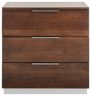 Safavieh Brylin 3 Drawer Nightstand, Dark Walnut