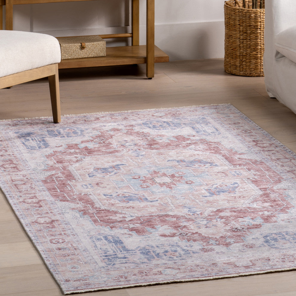 Nuloom Madilyn Medallion Washable Rug, Rust 4' x 6'