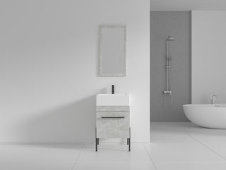 Fine Fixtures Modern Vanity Set, Gray Marble, 20", Black Hardware