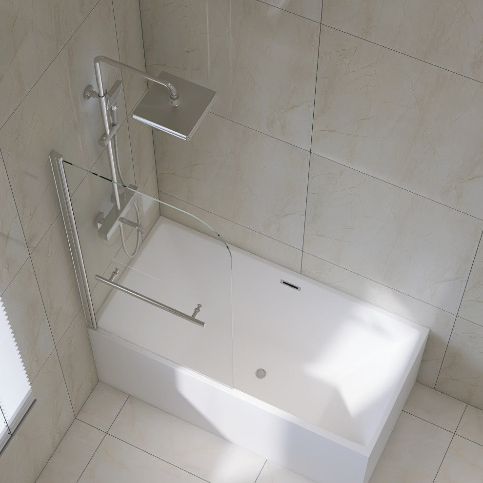 31 in. W x 55 in. H Frameless Fixed Glass Tub Panel