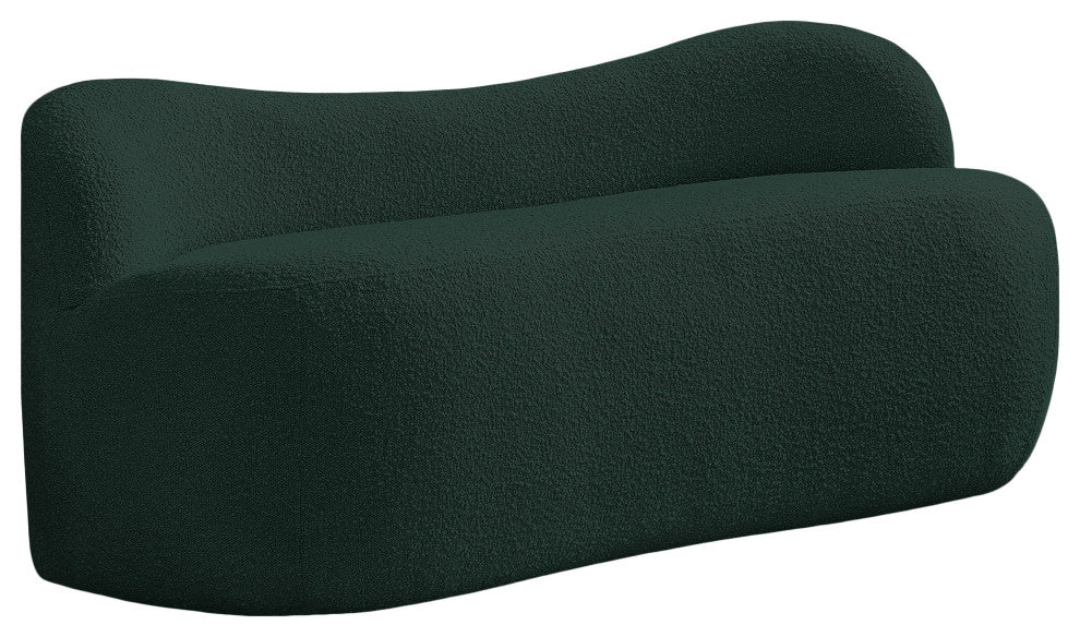 Flair Boucle Fabric Upholstered Bench, Green