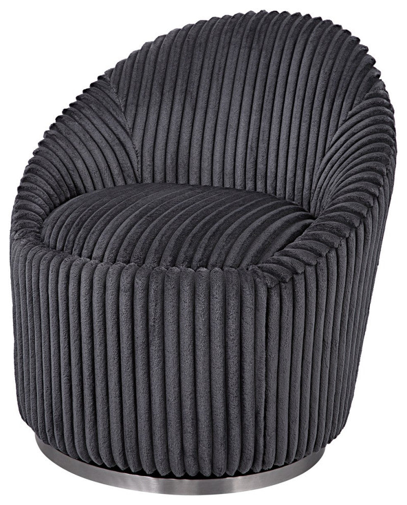 Uttermost Crue Gray Fabric Swivel Chair 23599